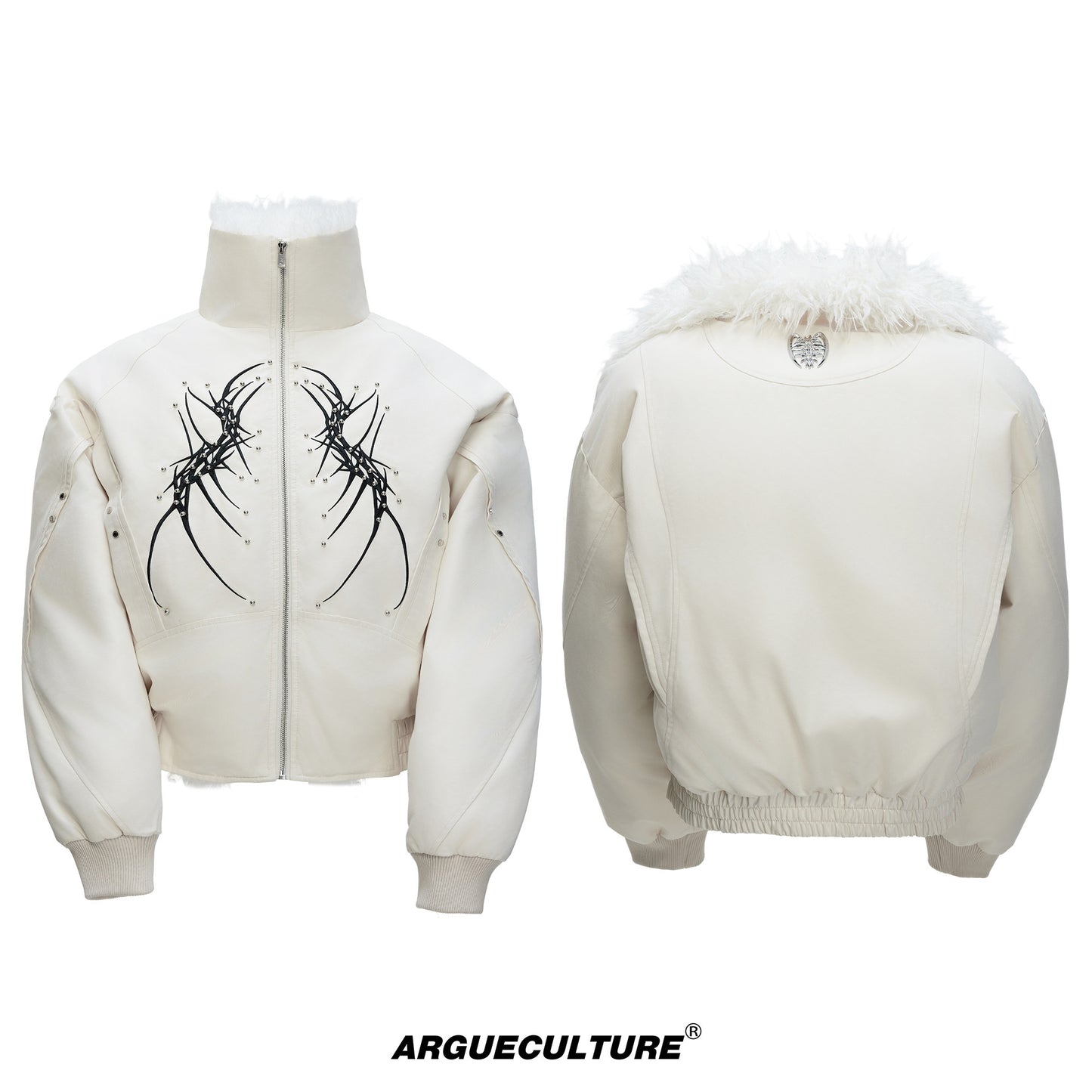 Fake Fur Embroiderey Puffer Jacket WN22668