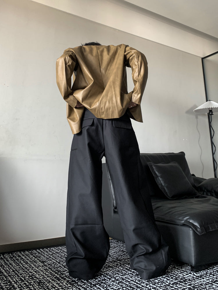 Tuck-in Straight Wide-Leg Trousers WN15361