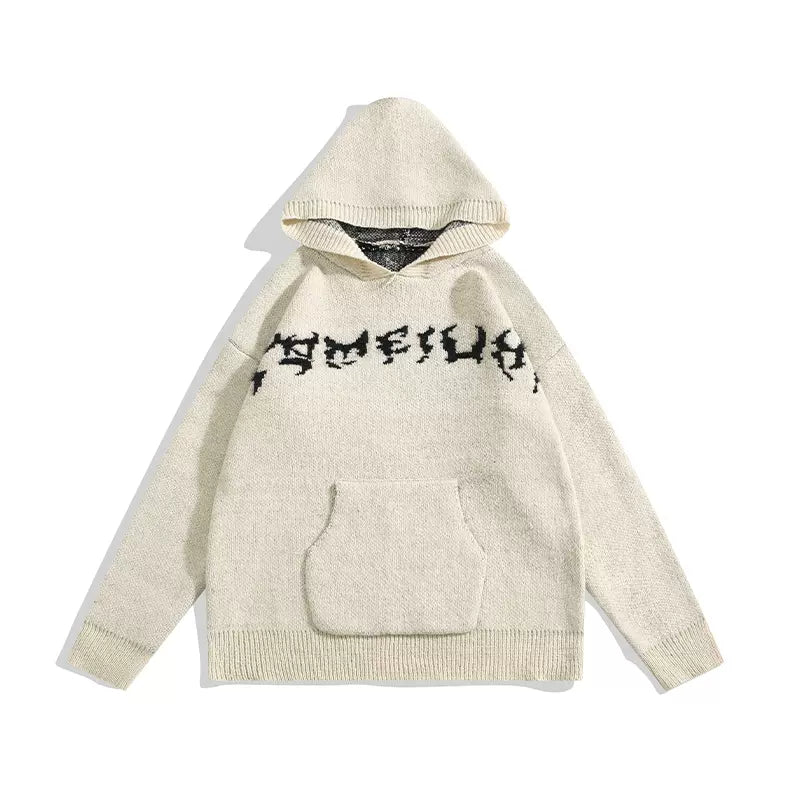 Oversize Embroidery Knit Hoodie WN3852