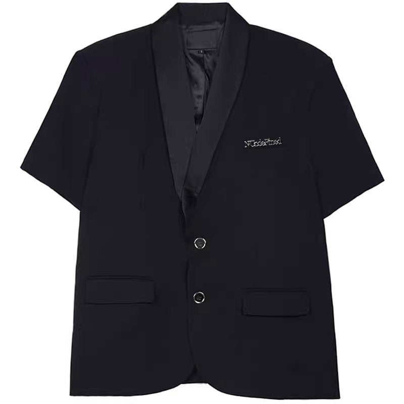 Oversize Short Sleeve Tailored Jacket & Wide-Leg Straight Shorts Setup WN6936