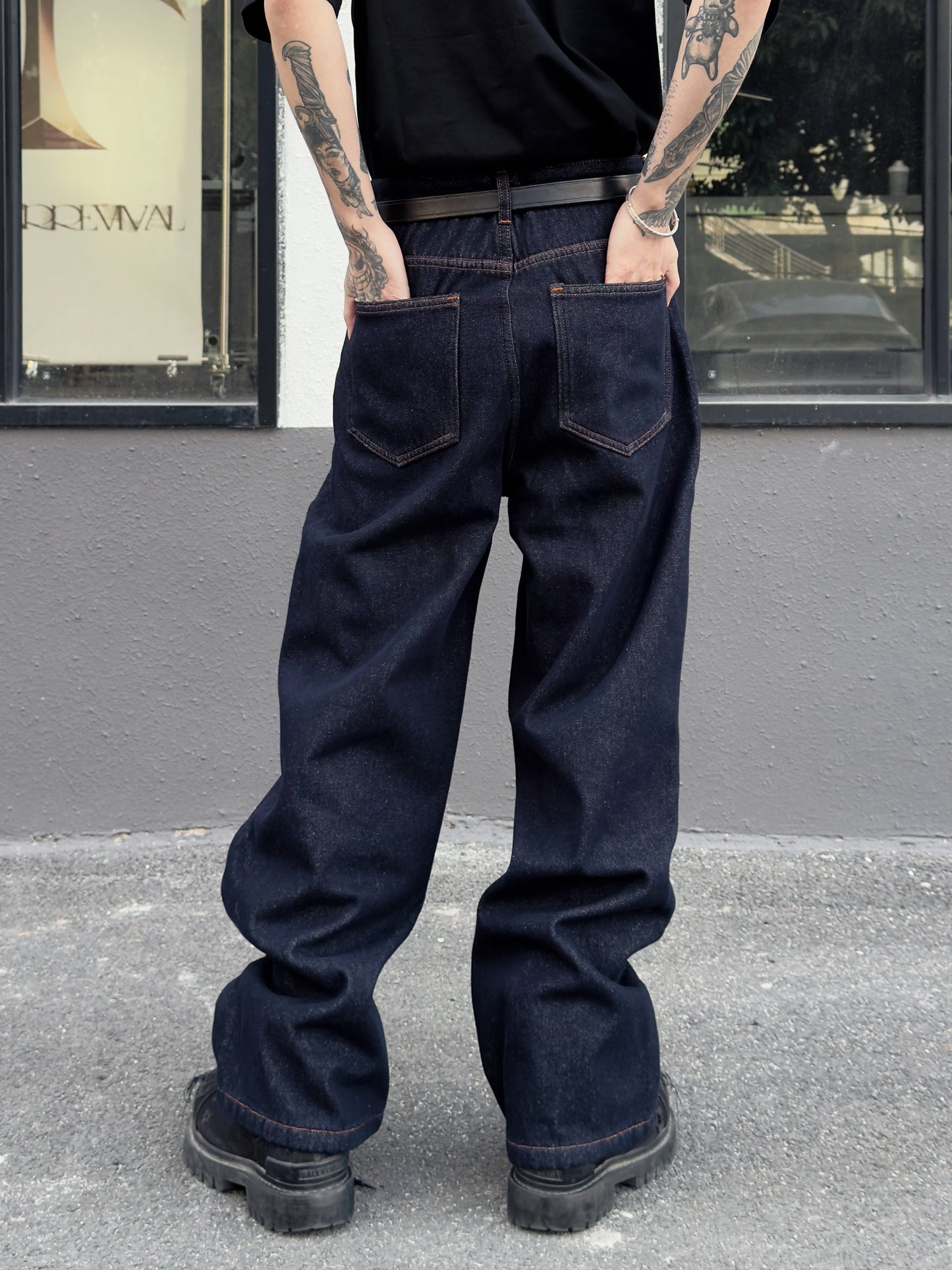 Fleece Lining Straight Leg Denim Jeans WN23001