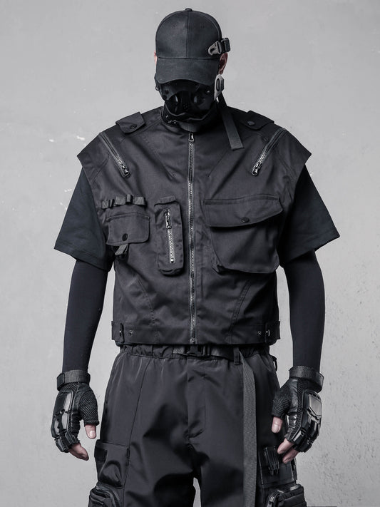 Tactical Stand Neck Zipper Short Vest WN22499