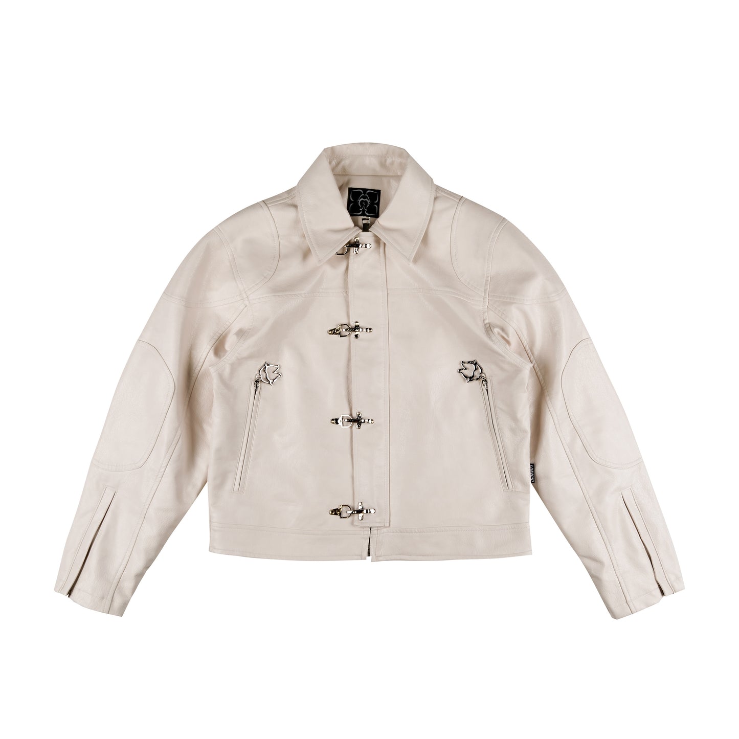Metal Buckle Panel PU Leather Jacket WN26644