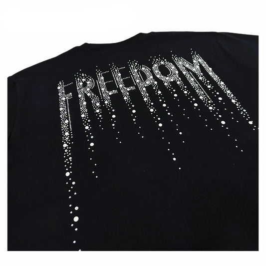 Rhinestone Pearl Letter Short Sleeve T-Shirt WN20697