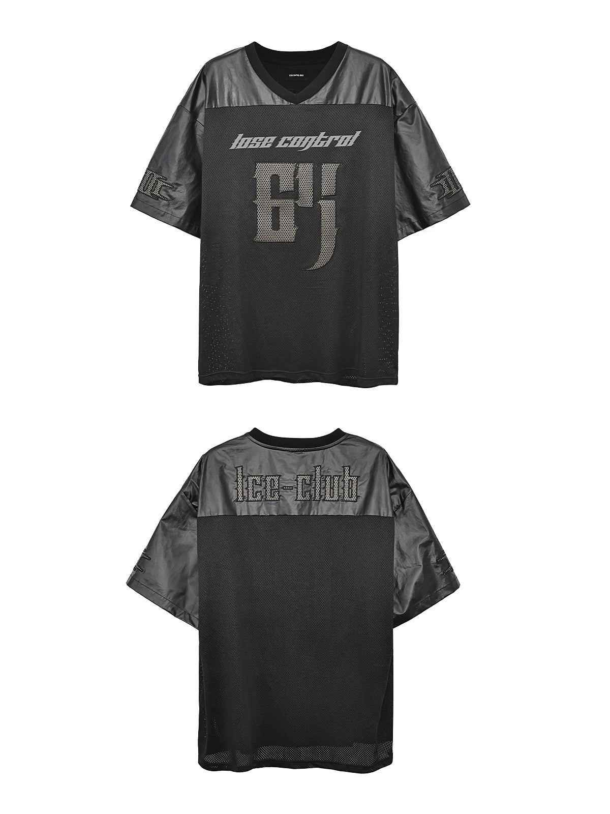 Shiny Coating Mesh Embroidery Short Sleeve T-shirt WN20829