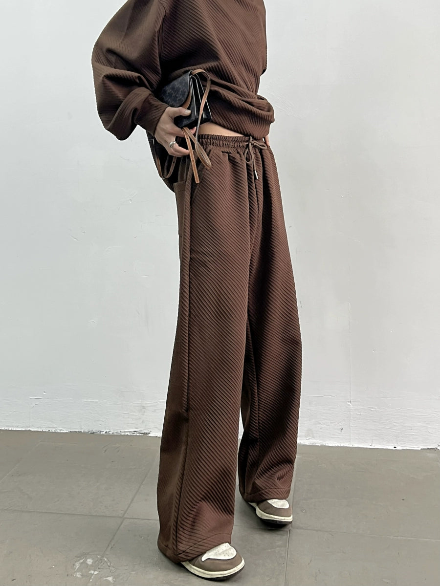 Oversize Pleats Sweatshirt & Wide-leg Pleats Sweatpants Setup WN5011