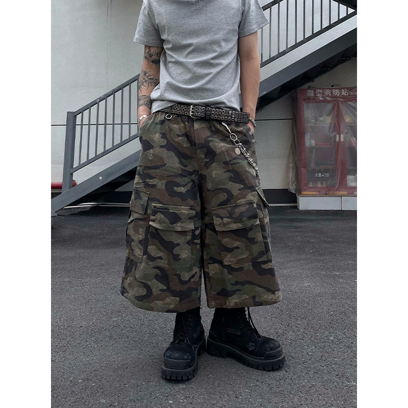 Camouflage Multi Pocket Cargo Half Pants WN18815