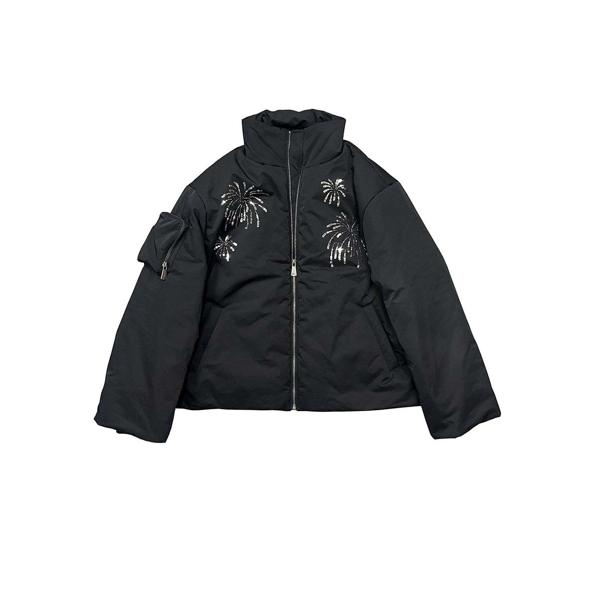 Fireworks Beadwork Embroidery Puffuer Jacket WN18971