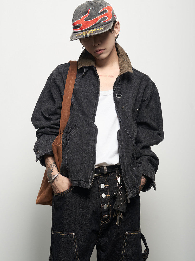 Washed Corduroy Patchwork Denim Jacket WN22937