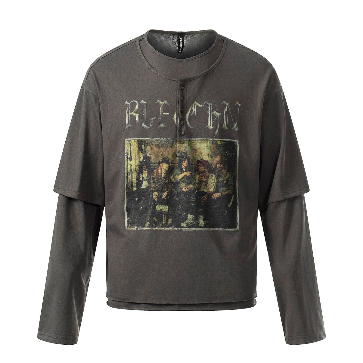 Fake Layered Print Oversize Long Sleeve T-Shirt WN24415