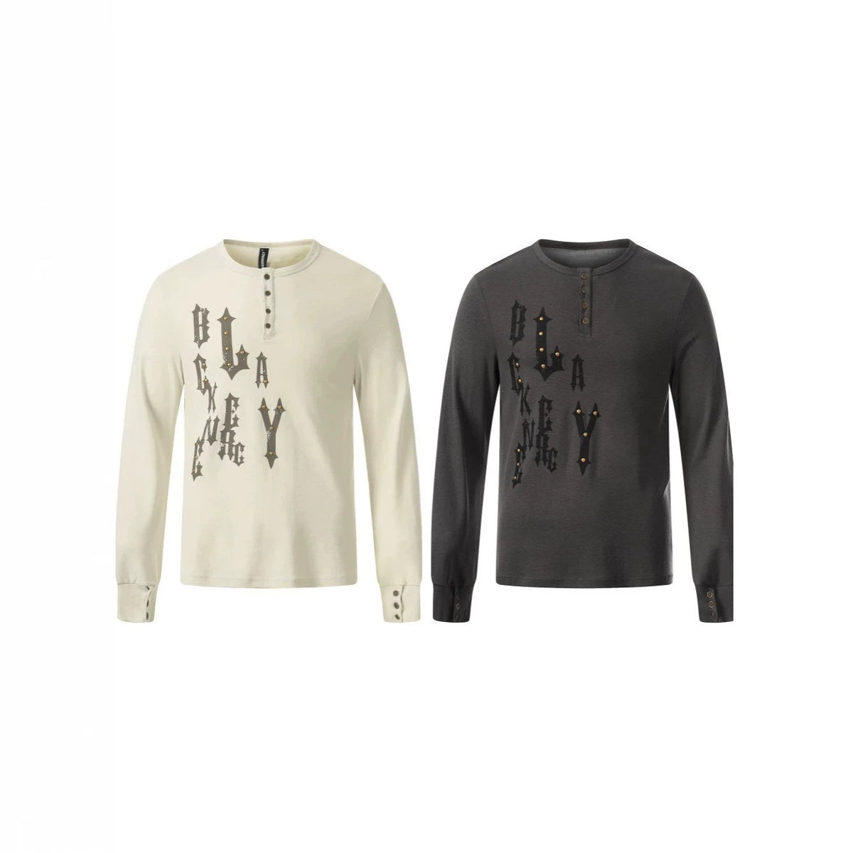 Letter Print Studs Detail Long Sleeve T-Shirt WN28032