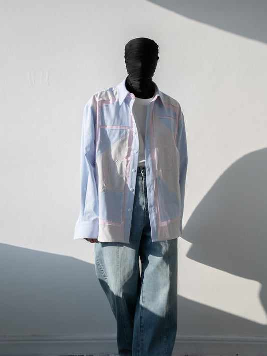 Color Block Striped Oversize Long Sleeve Shirt WN23842