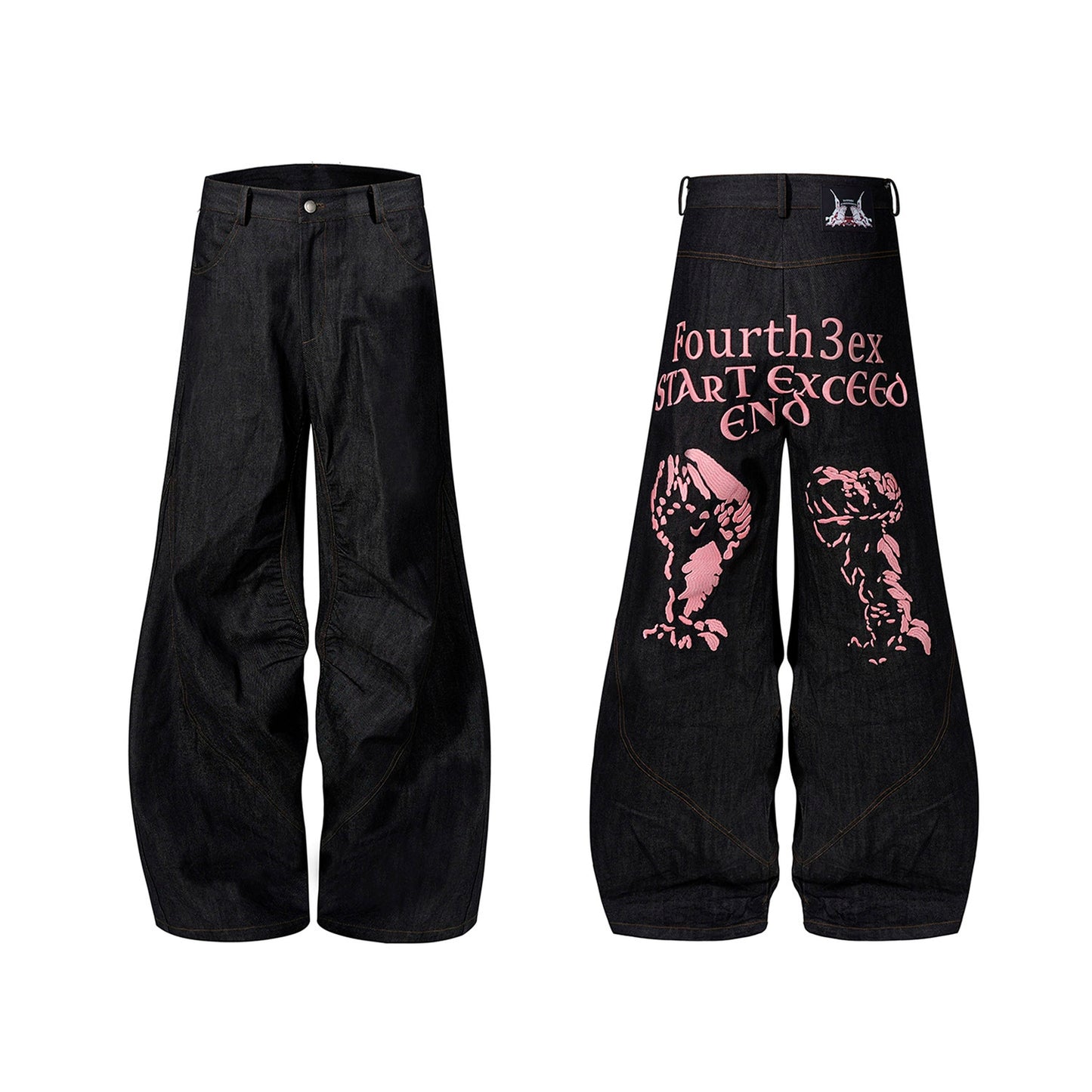 Graphic Letter Embroidery Baggy Denim Jeans WN18786