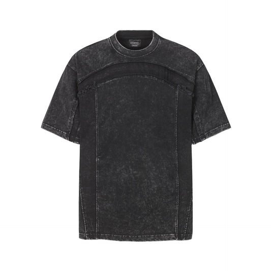 Washed Panel Design Short Sleeve T-Shirt WN25401