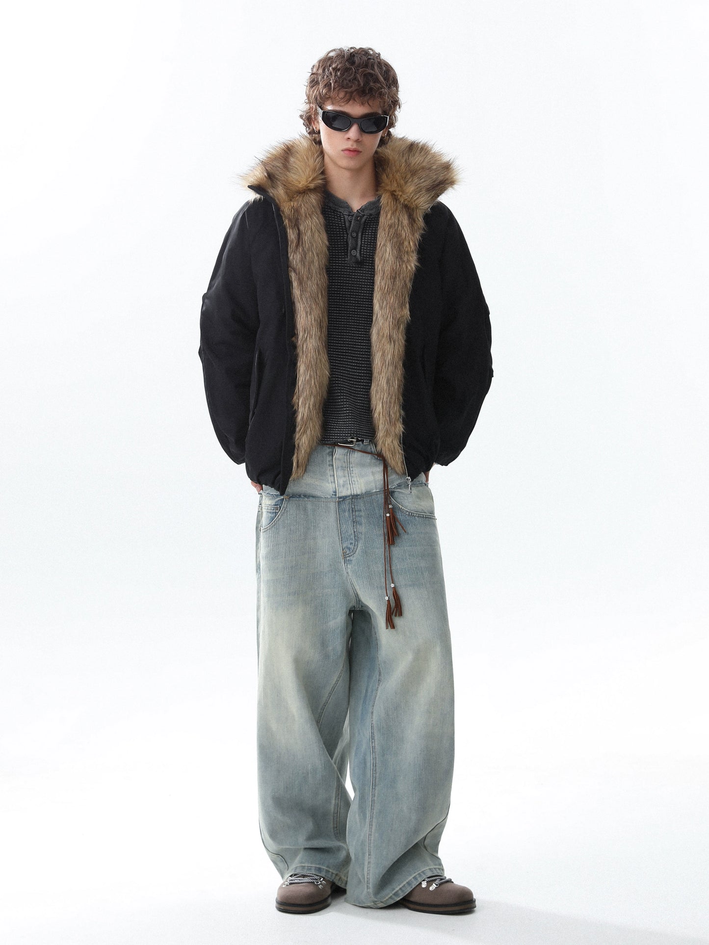 Fake Fur-Collar Thick Warm Zipper Jacket WN22094