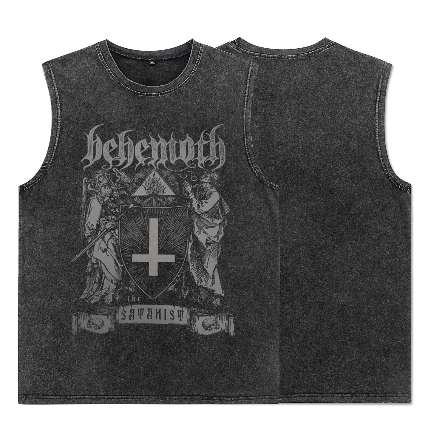 Oversize Washed Cross Print Tank Top WN16511