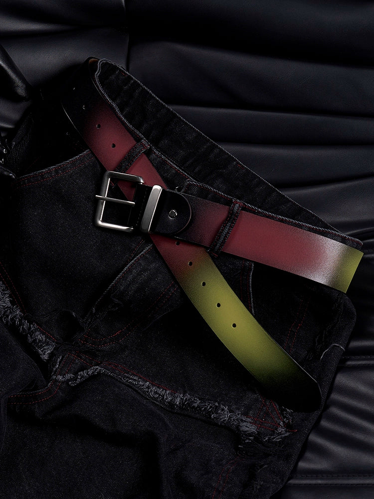 Gradient Spray-Painted Genuine Leather Belt WN13232