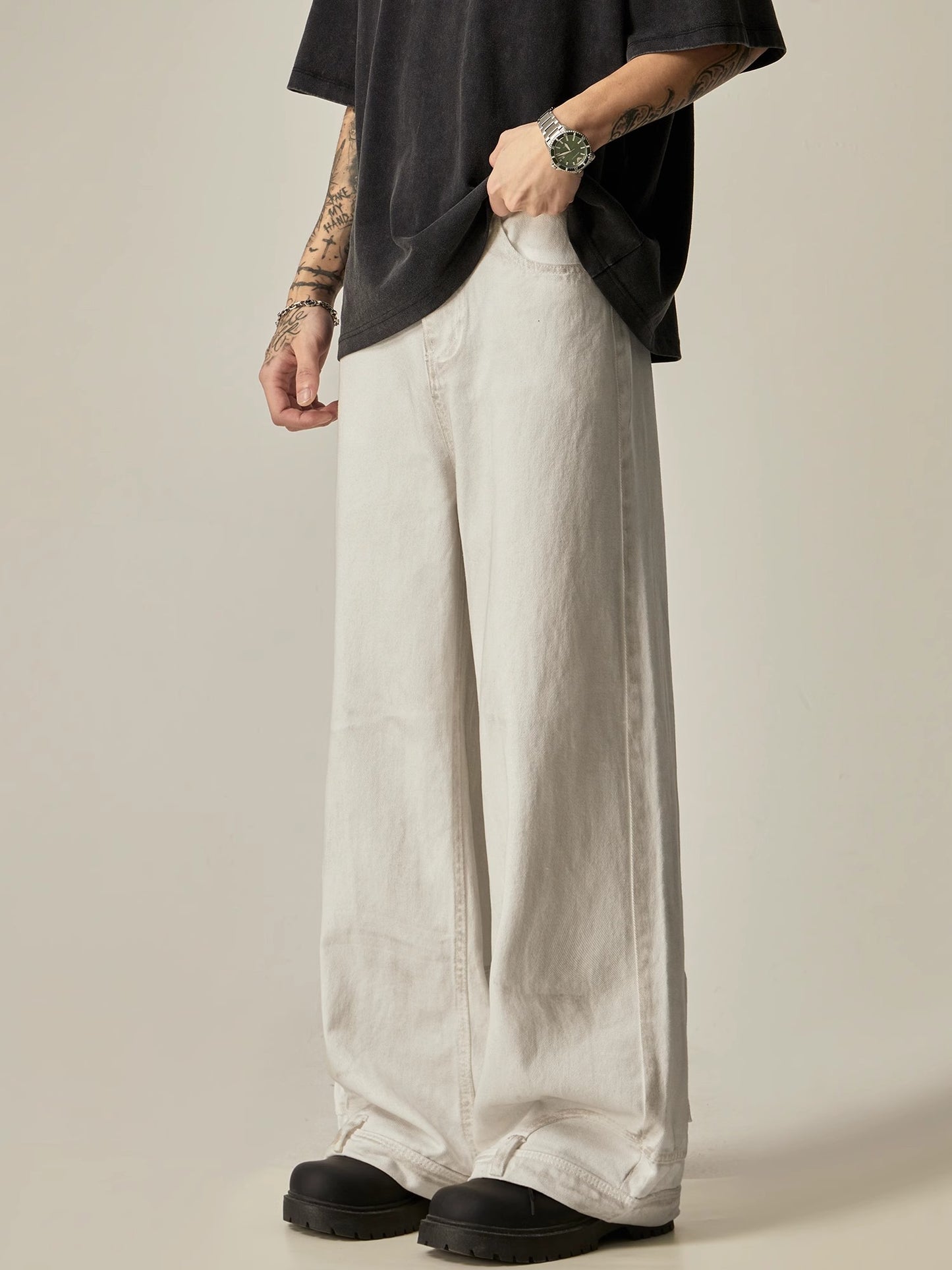 Wide-Leg Straight Denim Jeans WN7753