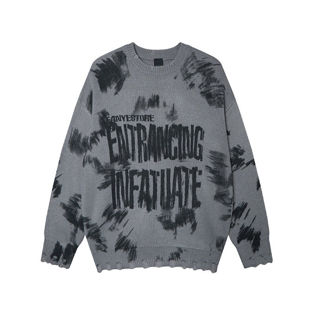 Spray Paint Print Oversize Knit Sweater WN24413