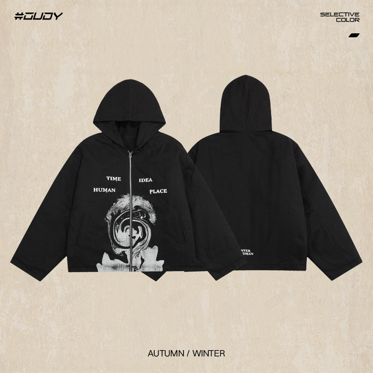 Studded Print Fleece Linning Puffer Jacket WN12609