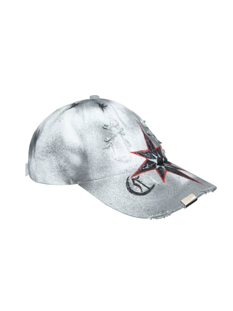 Tie-Dye Gothic Damage Graffiti Design Cap WN21089