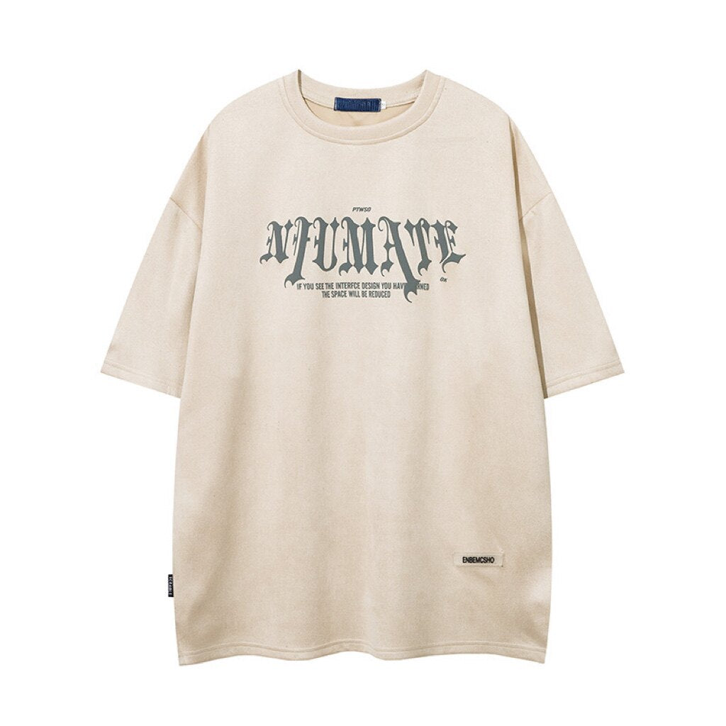 Letter Print Oversize Short Sleeve T-Shirt WN24476