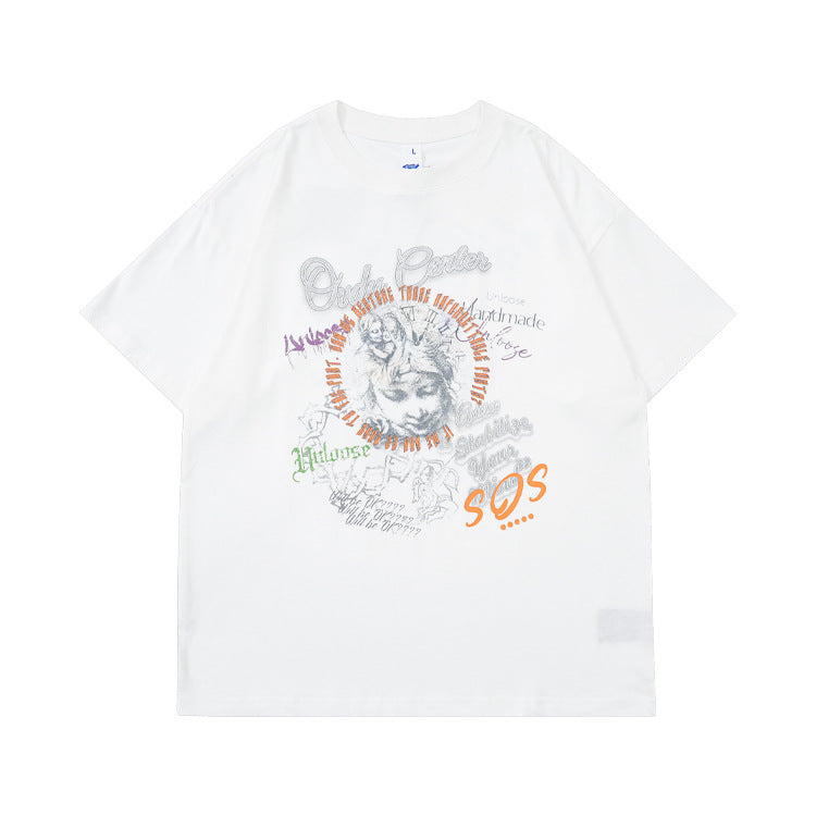 Graffiti Letter Print Oversize Short Sleeve T-Shirt WN12606