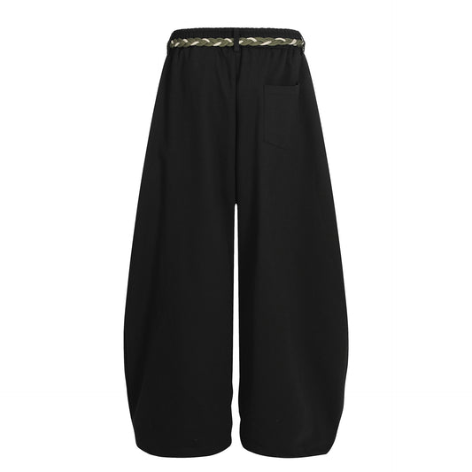 Rope Drawstring Curved Wide Leg Sweatpants WN25708