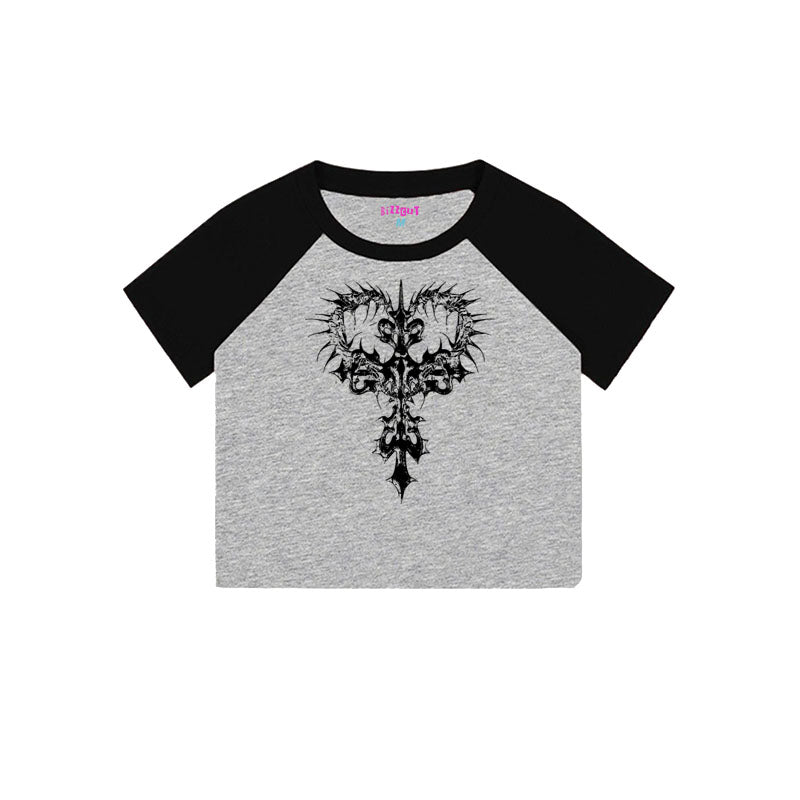 Graphic Print Raglan Short Sleeve T-Shirt WN15905