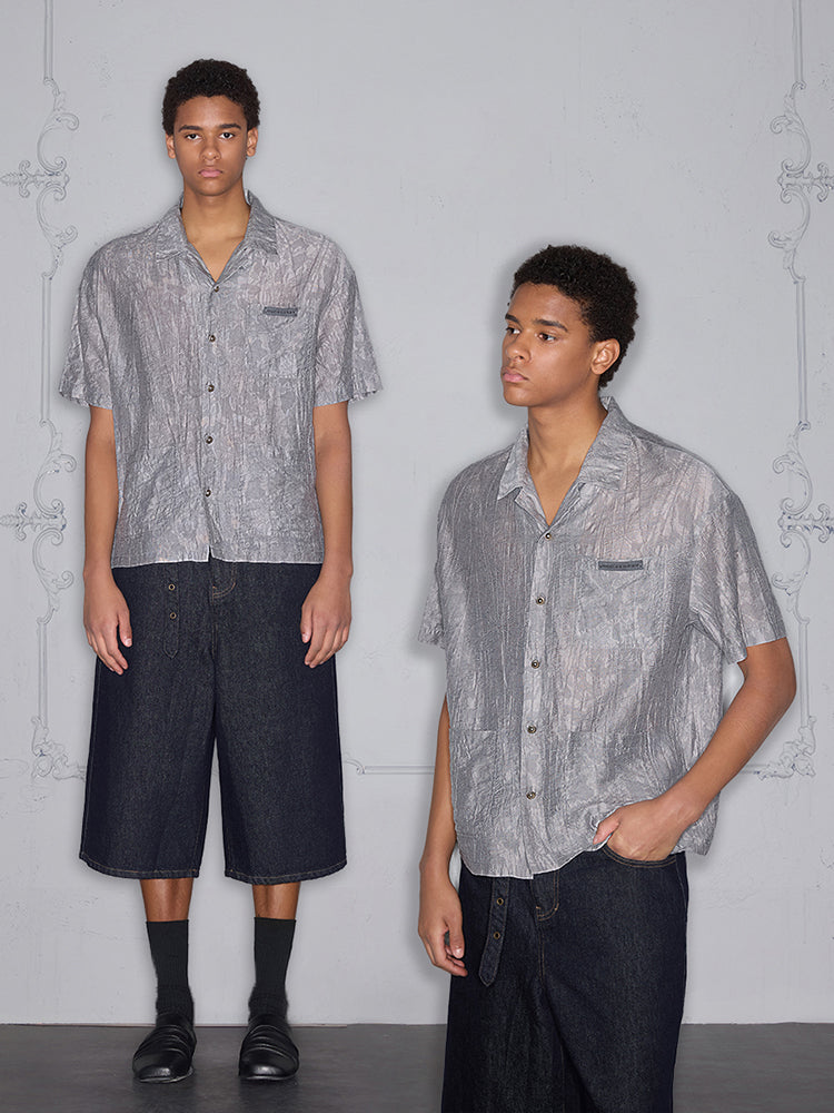 Jacquard Cuban Collar Short Sleeve Shirt WN17821