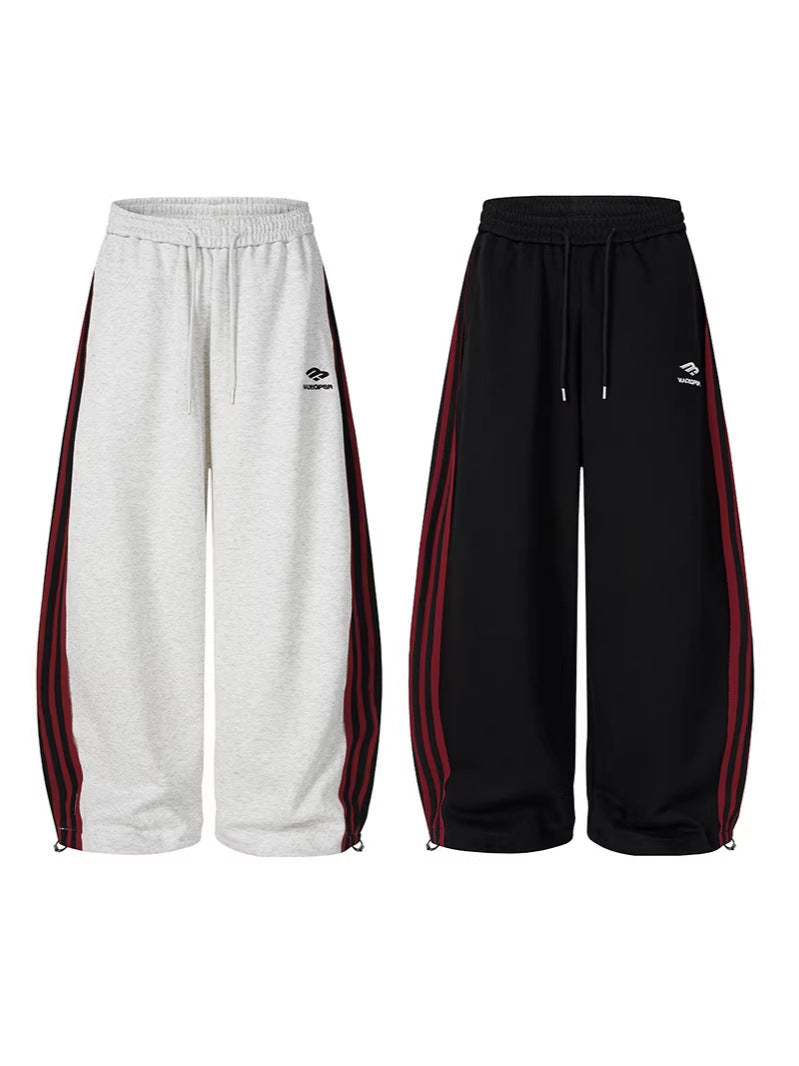 Stripe Embroidery Wide Leg Sweatpants WN28065