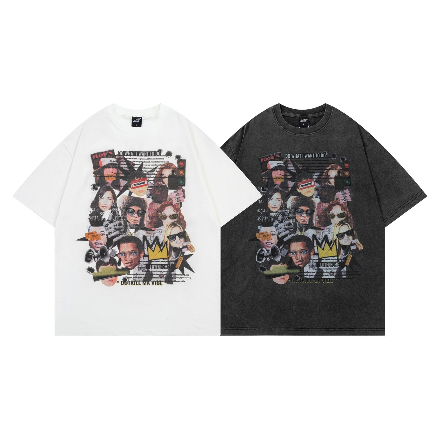 Washed Portrait Collage Short Sleeve T-Shirt WN26750