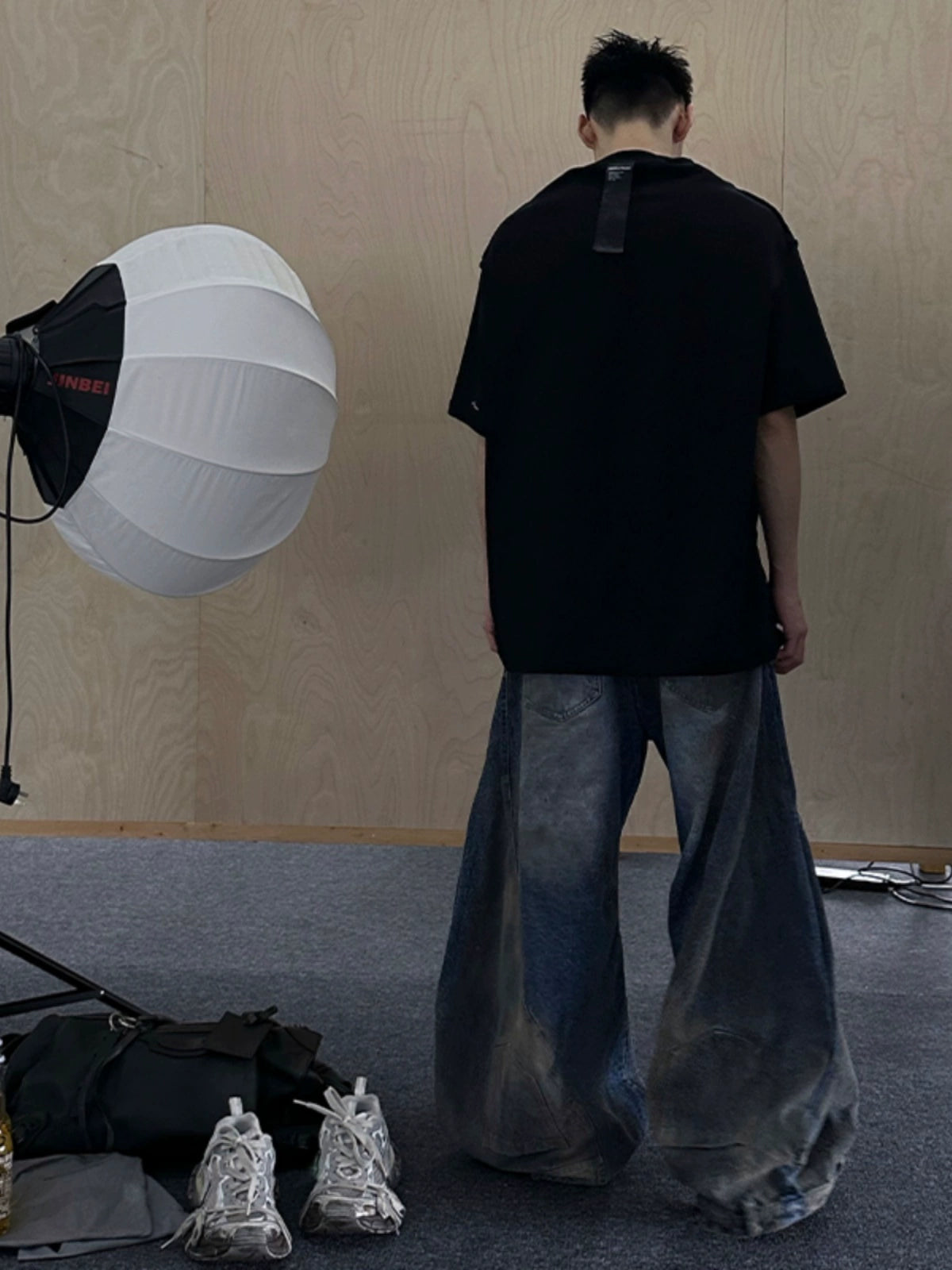 Washed Damage Wide Leg Denim Jeans WN21302