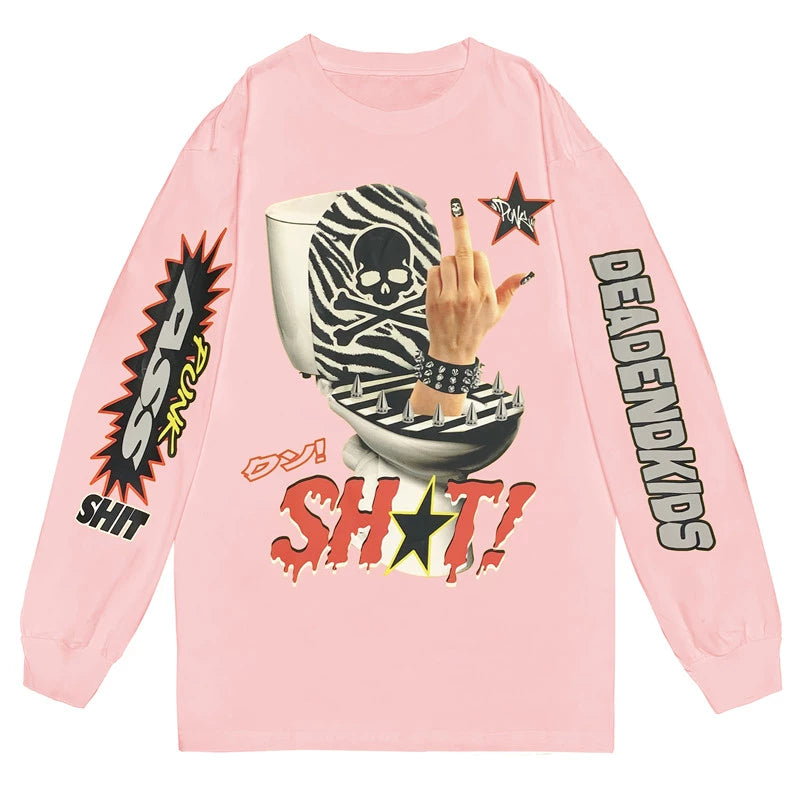Graphic Letter Print Long Sleeve T-Shirt WN22250