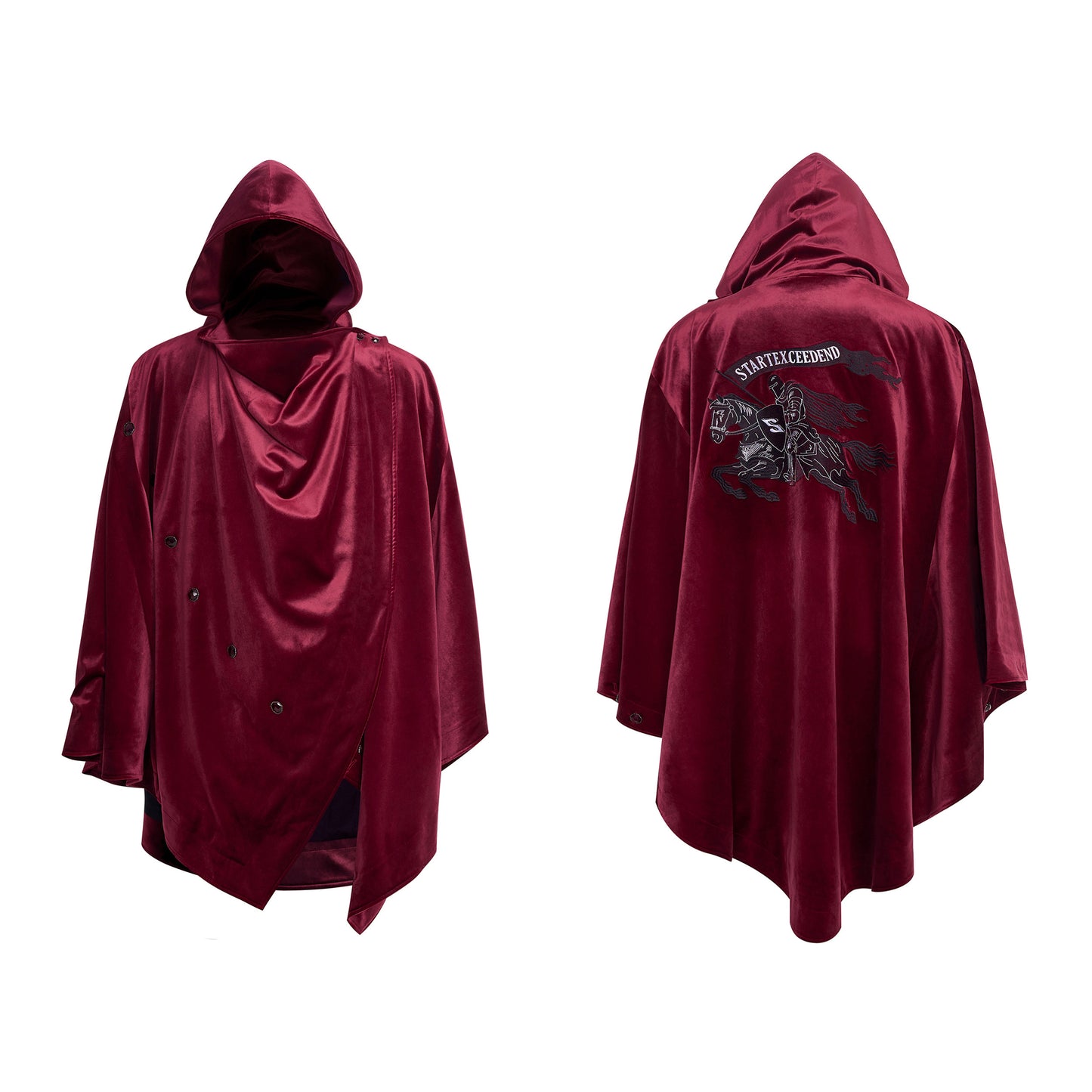 Embroidery Velvet Medieval Hooded Coat WN22728