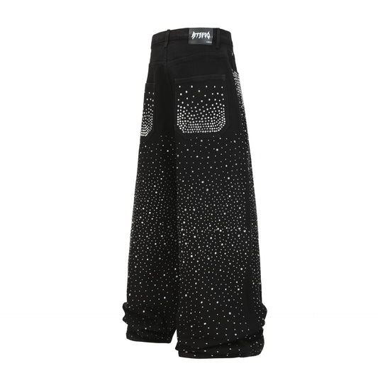 Rhinestone Studs Wide Leg Denim Jeans WN23608