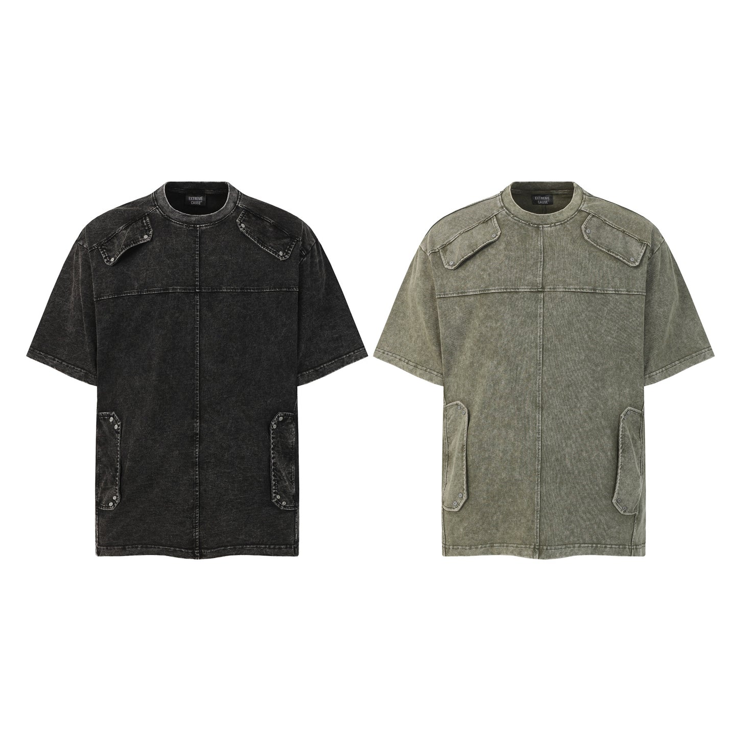 Washed Cargo Multi-Pocket Short Sleeve T-Shirt WN26885