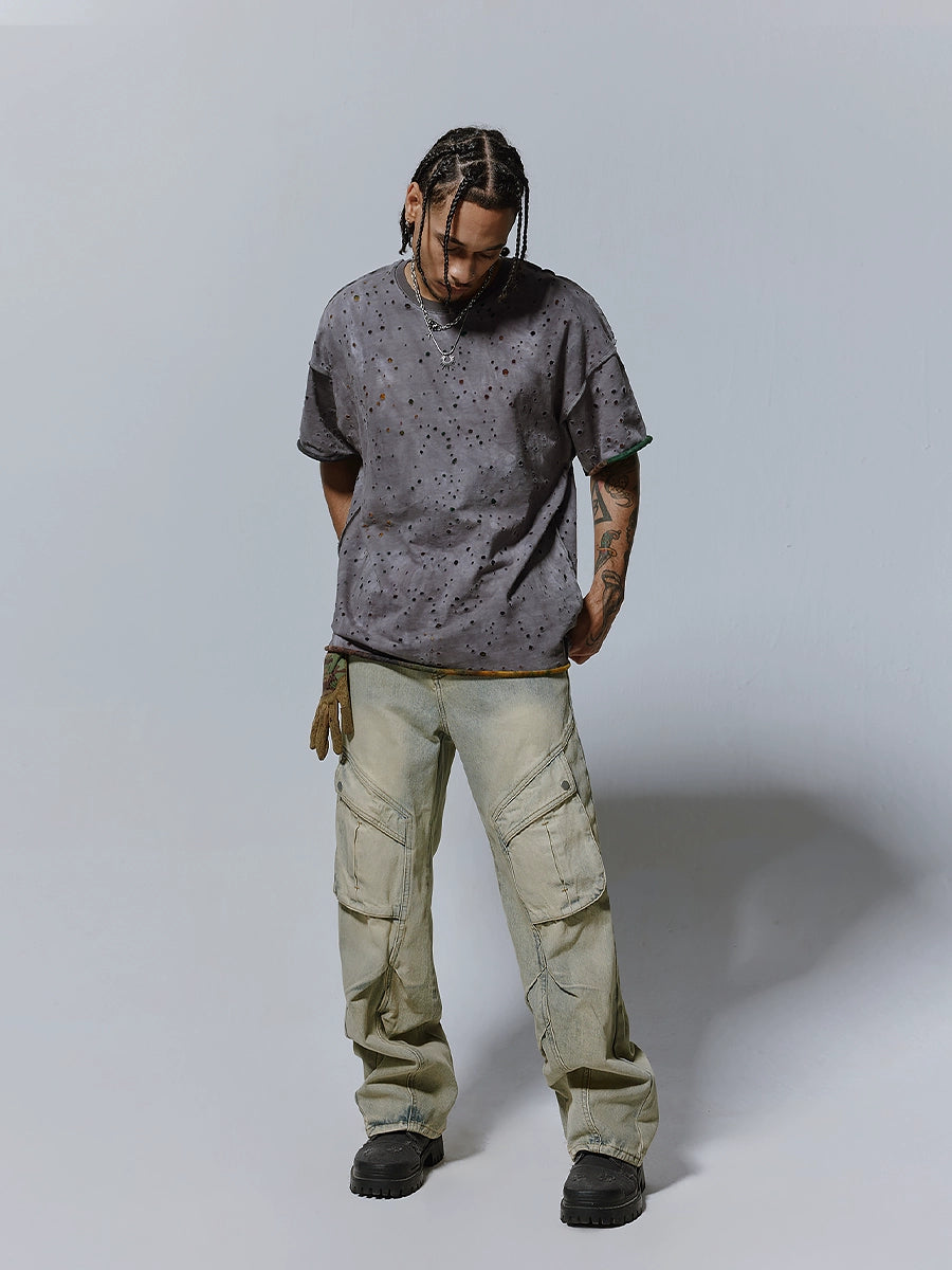 Washed Speckled Oversize Short Sleeve T-Shirt WN17592