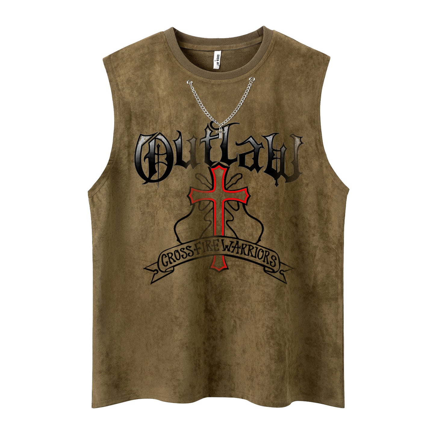 Cross Chain Letter Print Tank Top WN16519