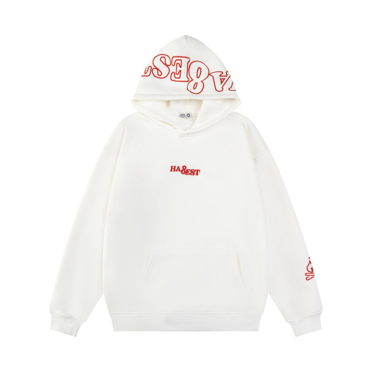 Contrast Letter Embroidery Fleece Hoodie WN24466