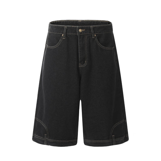 Washed Deconstruction Wide Leg Denim Half Jeans WN26112
