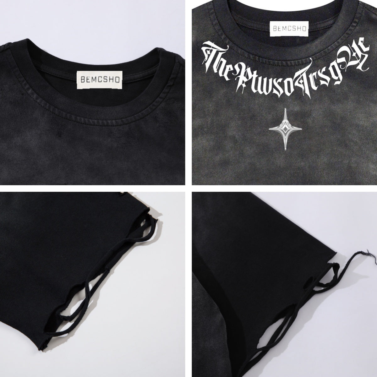 Washed Spray Paint Damage Design Oversize Short Sleeve T-Shirt WN15112