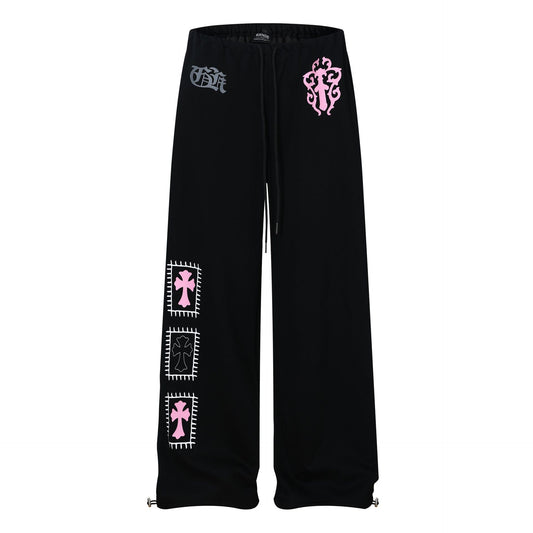 Graphic Print Wide Leg Sweatpants WN25937