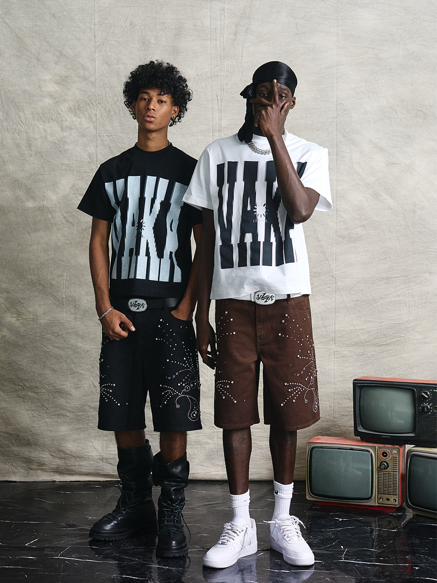 Mosaic Pixel Print Short Sleeve T-Shirt WN20994