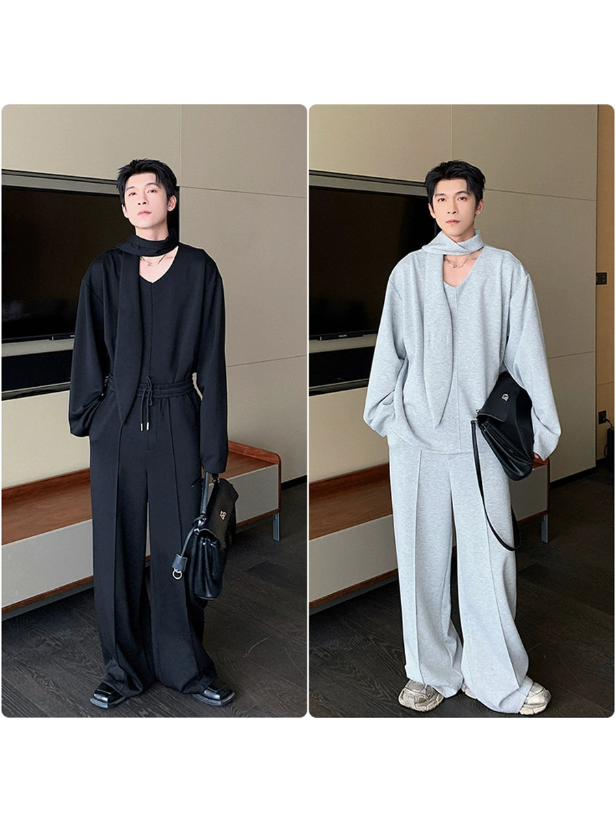 V-Neck Long Sleeve T-Shirt & Sporty Pants Setup WN20405