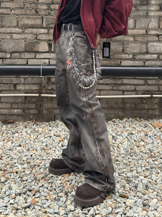 Damage Flare Stacked Denim Jeans WN22988