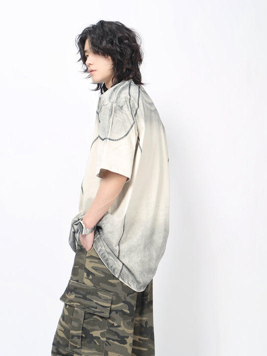 Washed Number Print Oversize Short Sleeve T-Shirt WN24485