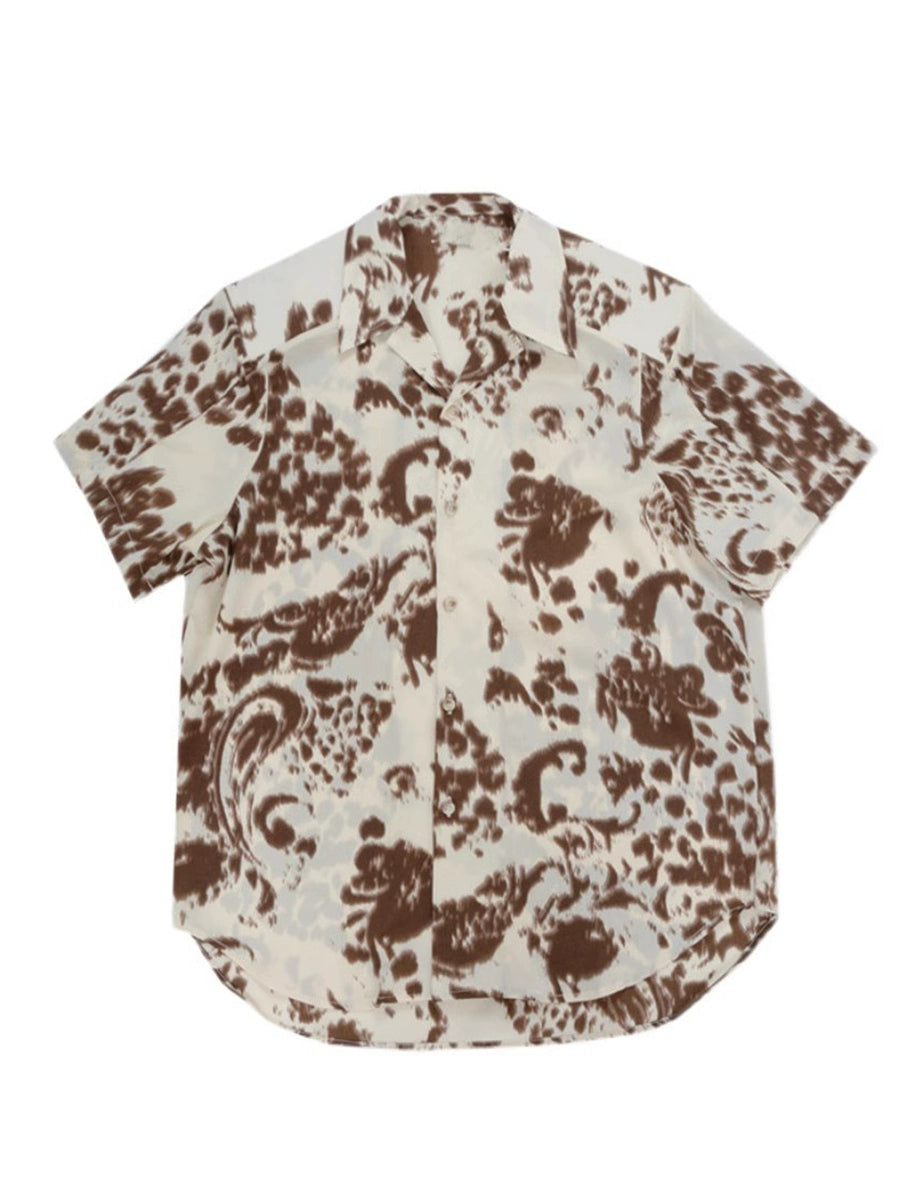 Floral Print Oversize Short Sleeve Shirt WN6152