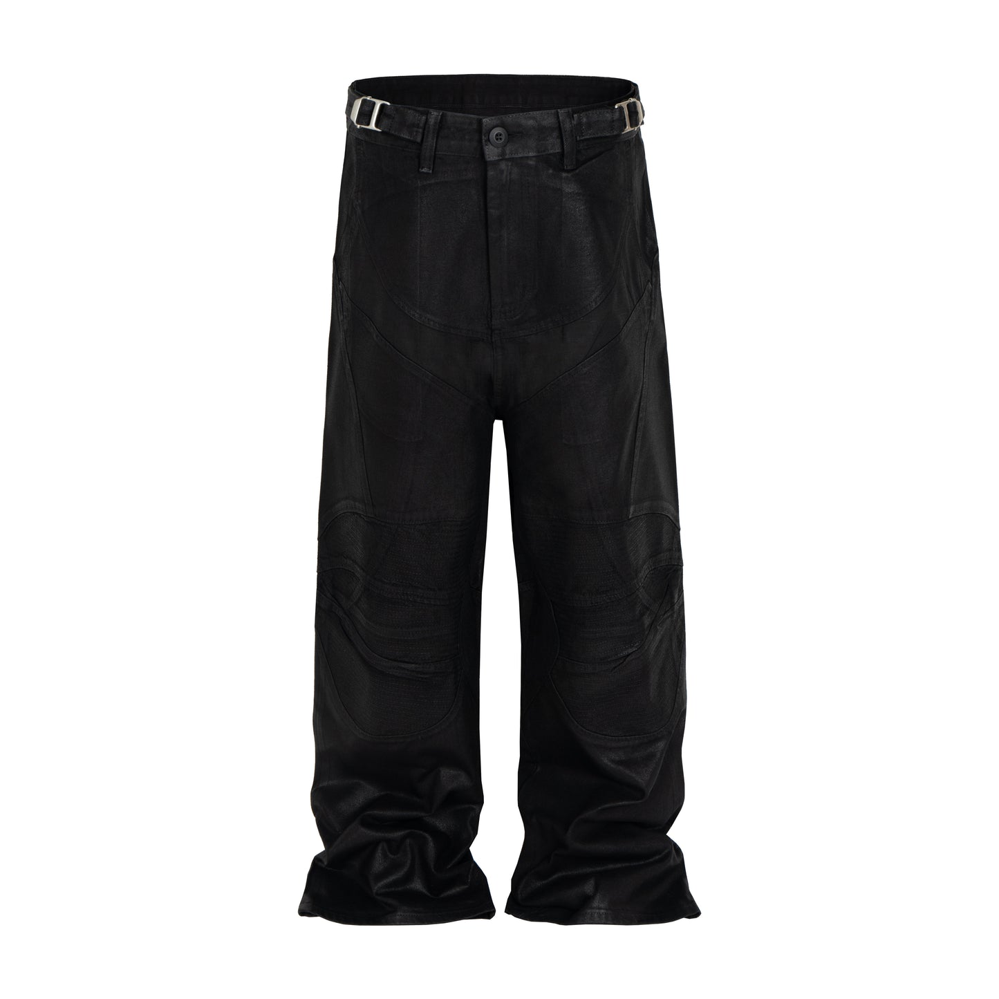 Buckle Detail Coated Wide Leg Pants WN24087