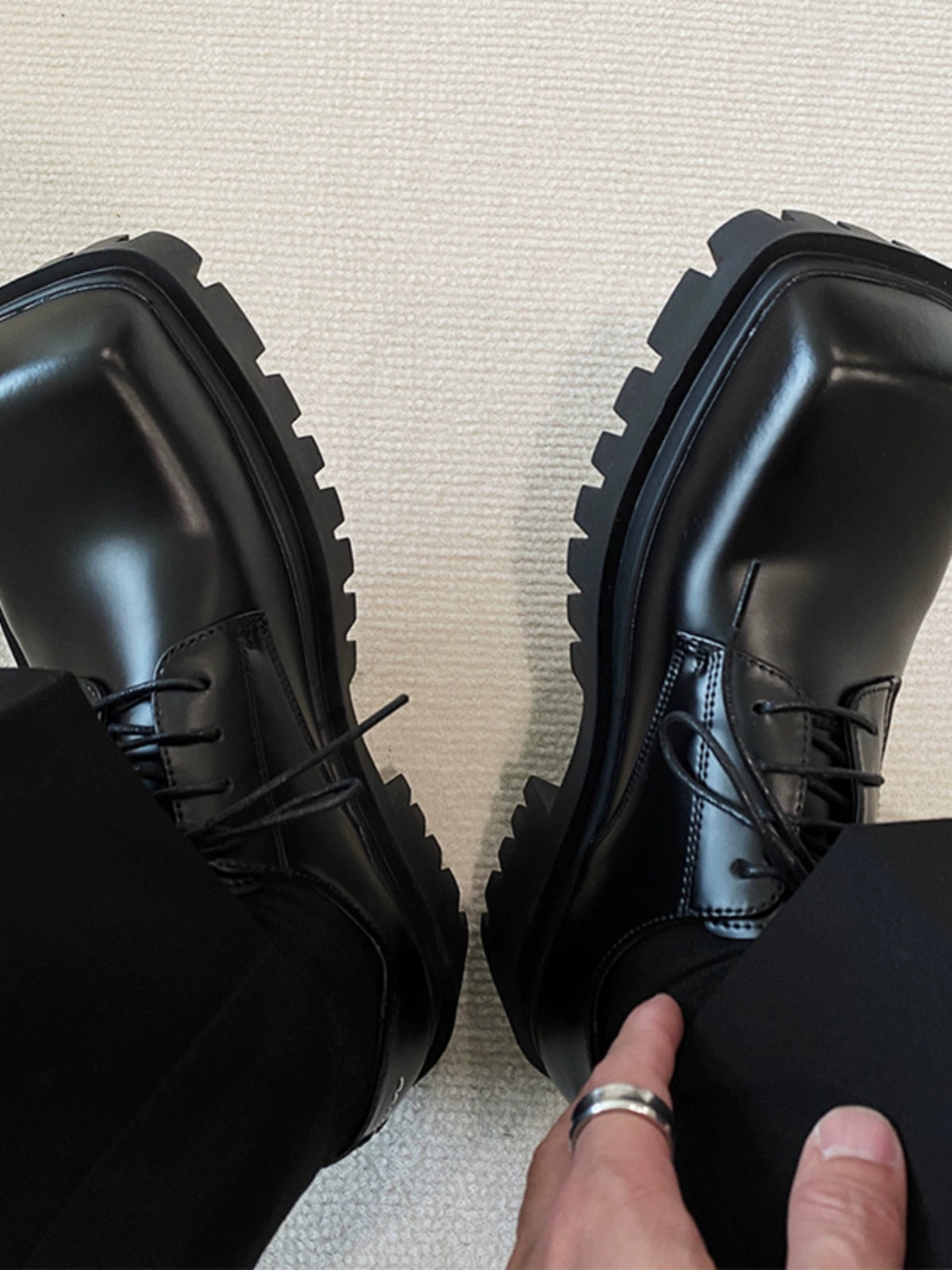 Square Toe Thick Sole Derby Shoes WN17303